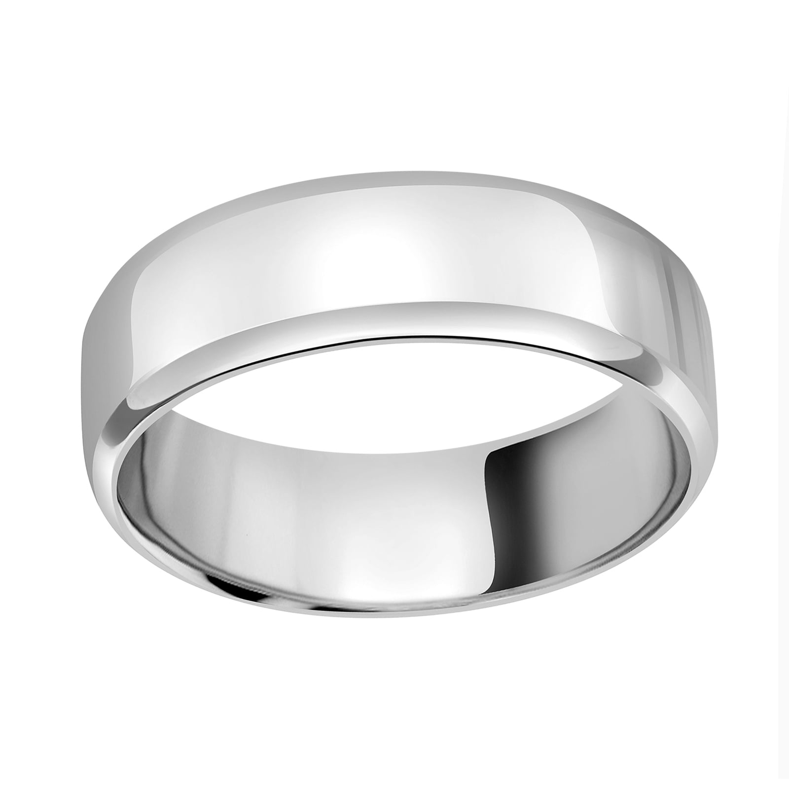 18ct White Gold 7mm Standard Modern Court Court Wedding Ring - Ring Size S