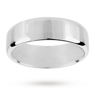 Mappin & Webb 7mm Flat Comfort Fit Gents Court Ring In 18 Carat White Gold