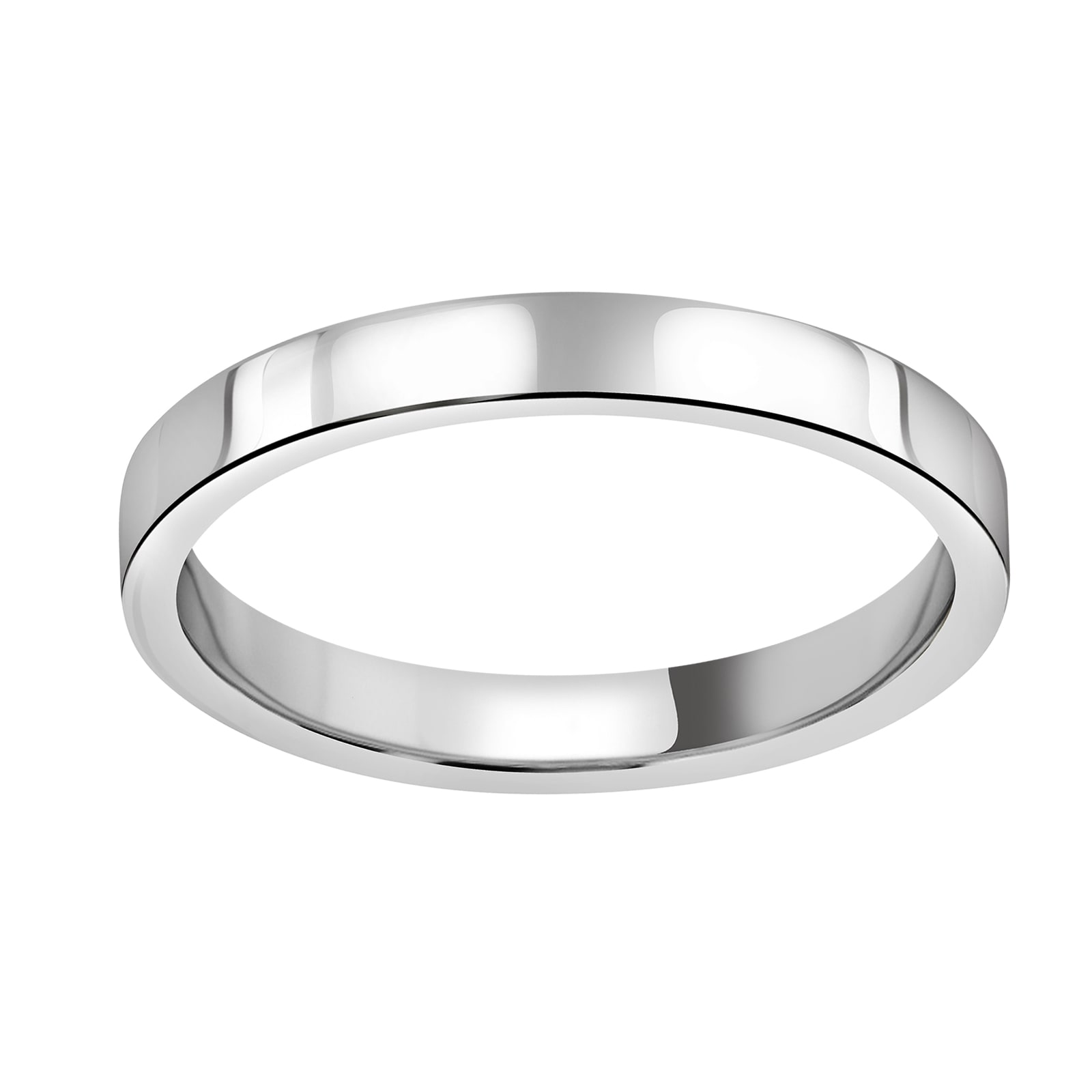 18ct White Gold 2.5mm Heavy Flat Court Wedding Ring - Ring Size V