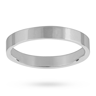 Mappin & Webb 3mm Flat Top Medium Weight Ladies Court Ring In 18 Carat White Gold