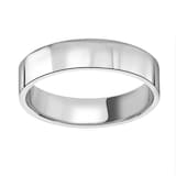 Mappin & Webb 5mm Flat Top Medium Weight Gents Court Ring In 18 Carat White Gold