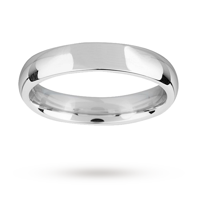 Mappin & Webb 4mm Medium Court Gents Wedding Ring In 18 Carat White Gold