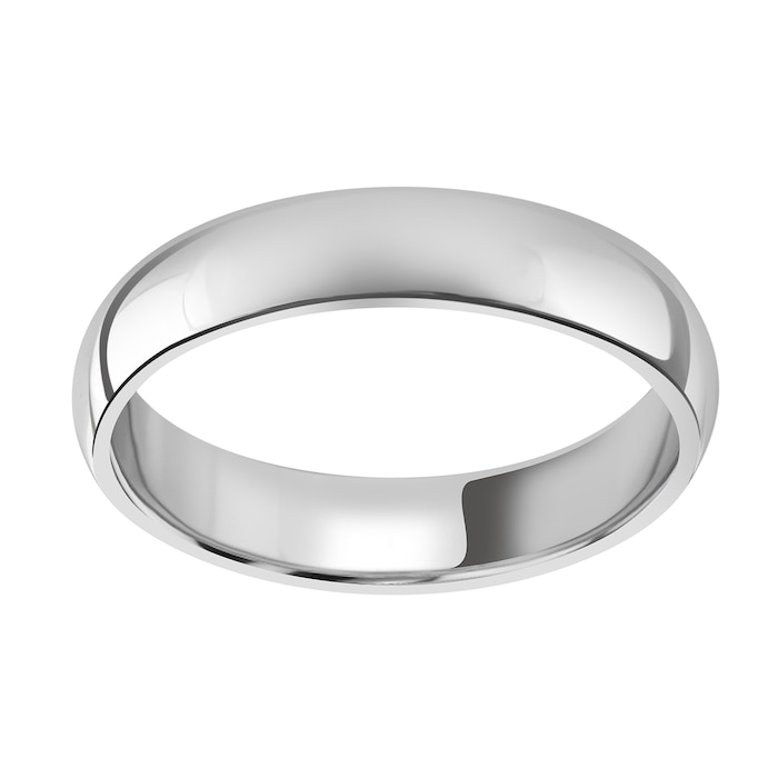 Mappin & Webb 4mm Medium Court Ladies Wedding Ring In 18 Carat White Gold