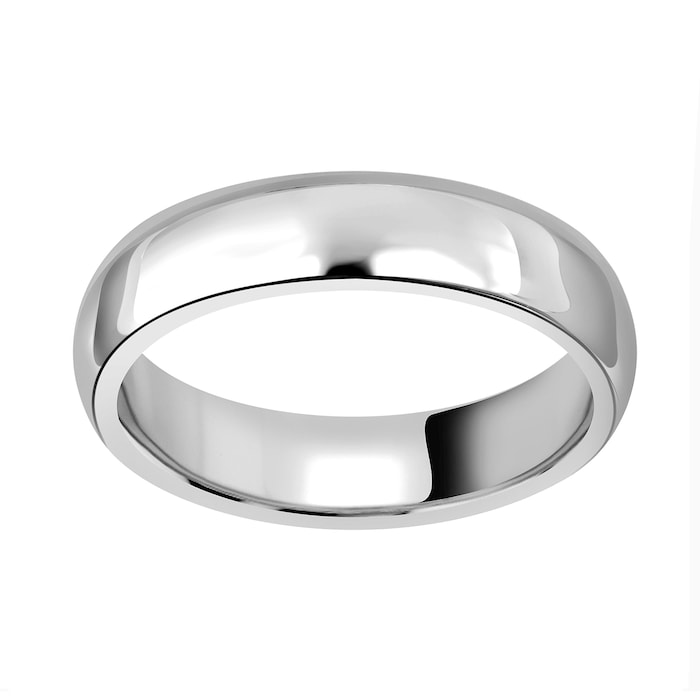 Mappin & Webb 5mm Heavy Court Gents Wedding Ring In 18 Carat White Gold