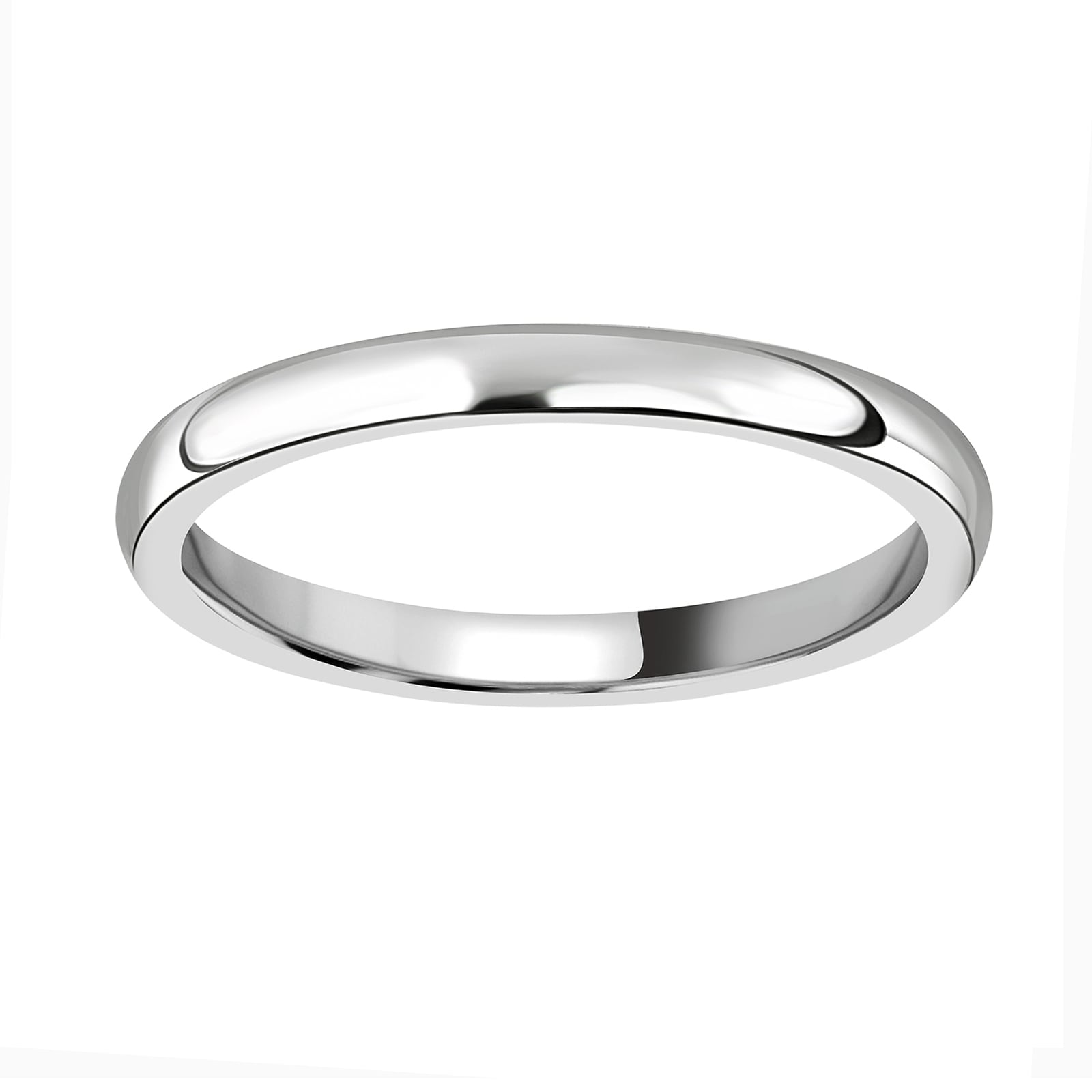 18ct White Gold 2mm Heavy Court Wedding Ring - Ring Size J