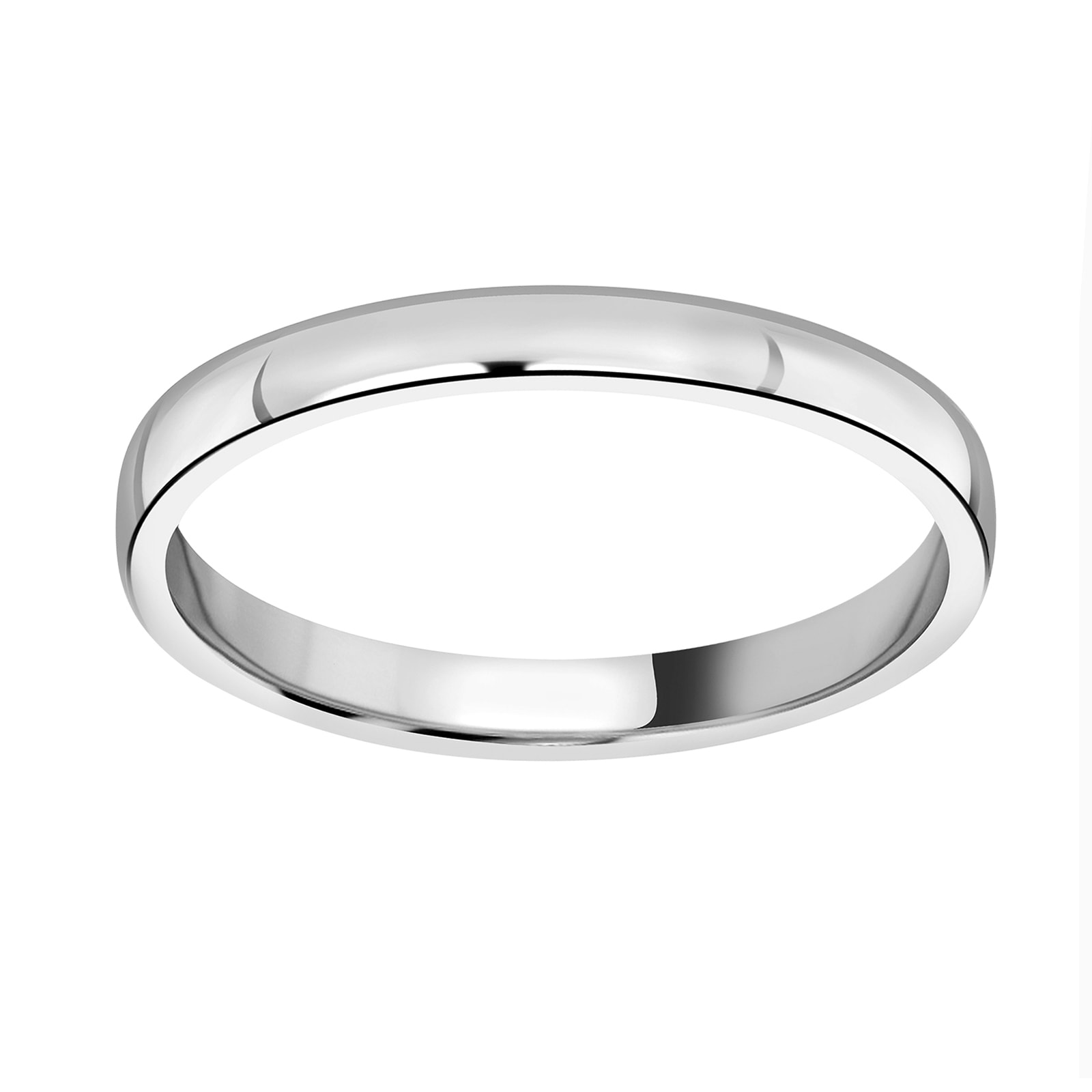 18ct White Gold 2mm Standard Domed Court Wedding Ring - Ring Size Z