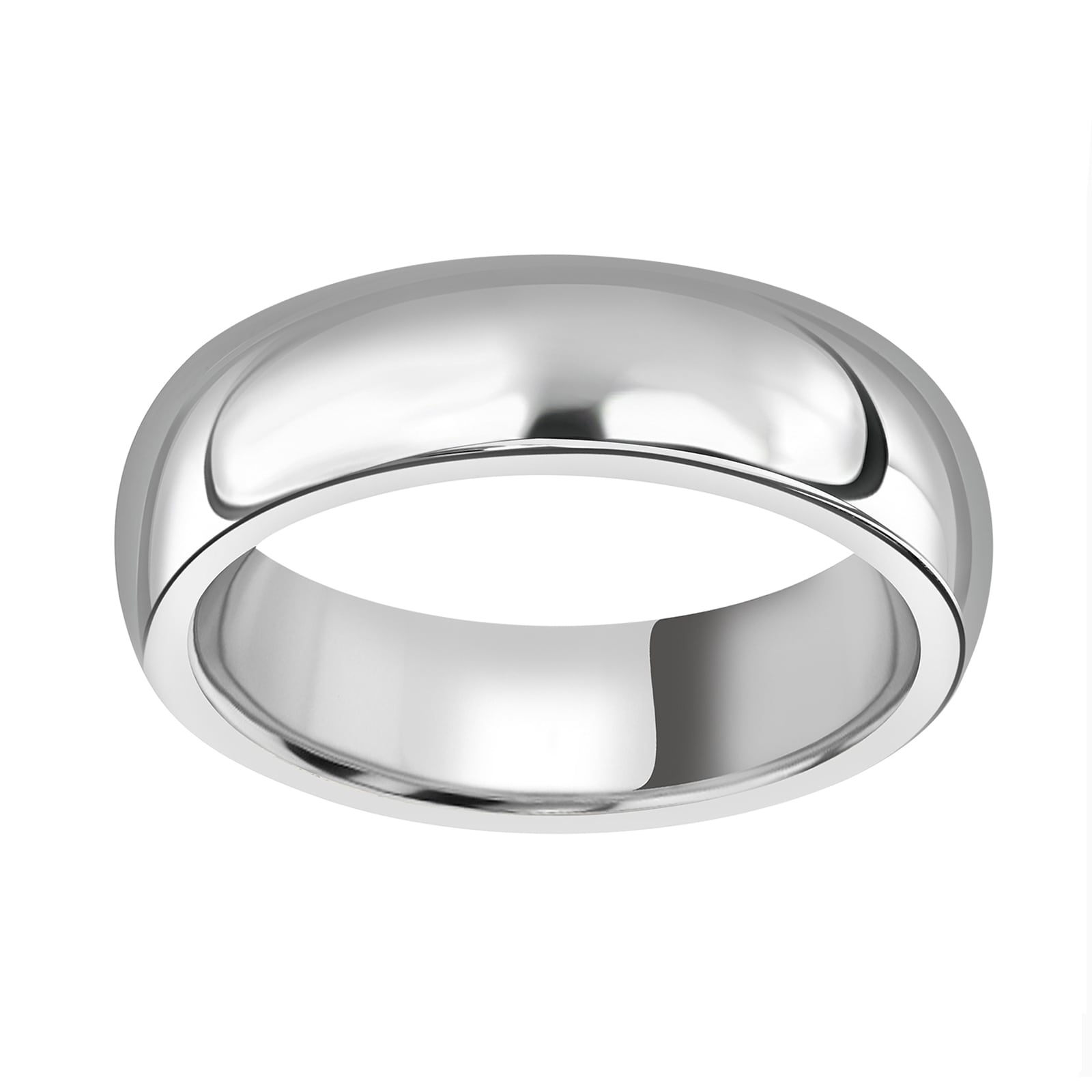 18ct White Gold 6mm Luxury D-shape Court Wedding Ring - Ring Size J