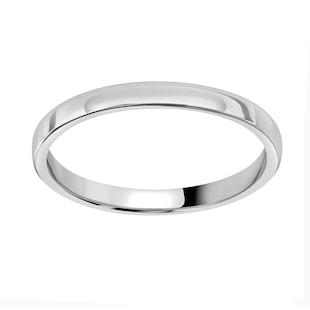 Mappin & Webb 18ct White Gold 2mm Standard Modern Court  Wedding Ring
