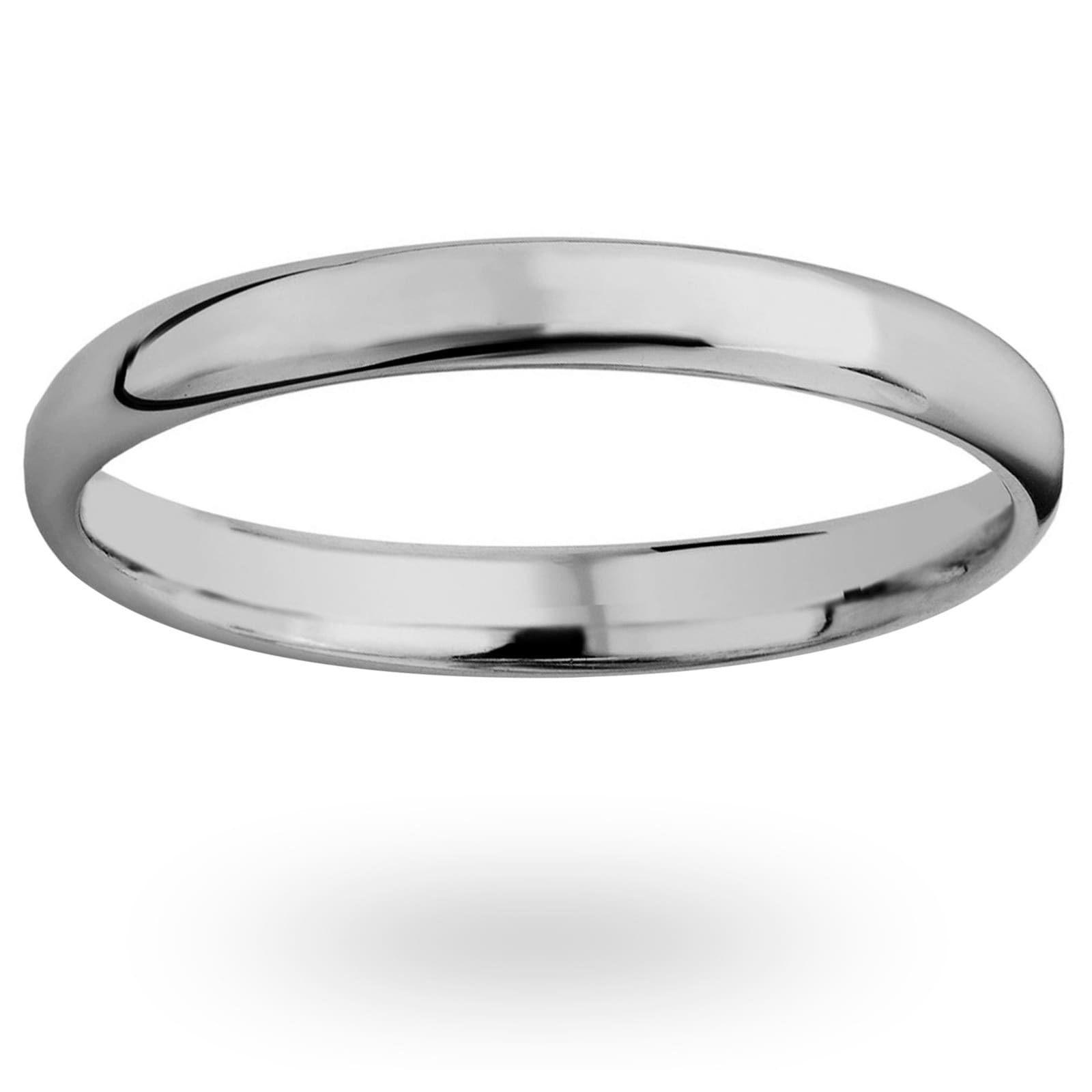 18ct White Gold 2mm Luxury Modern Court Wedding Ring - Ring Size G