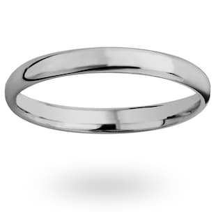 Mappin & Webb 18ct White Gold 2mm Luxury Modern Court  Wedding Ring