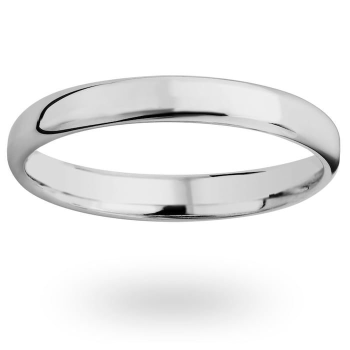 Mappin & Webb 18ct White Gold 2.5mm Luxury Modern Court  Wedding Ring