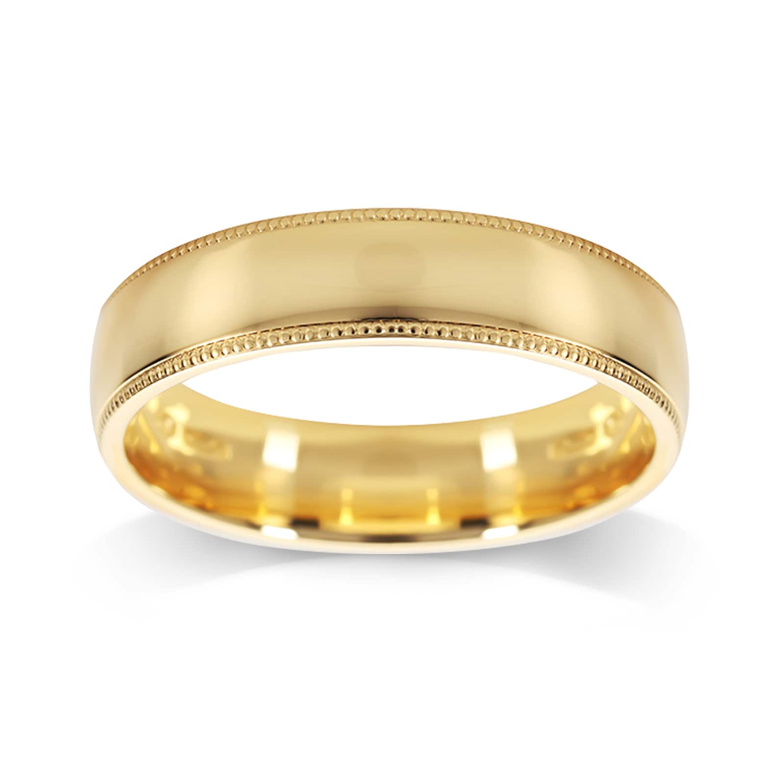 Mappin & Webb 18ct Yellow Gold 5mm Milgrain Edge Wedding Ring XNMGN ...