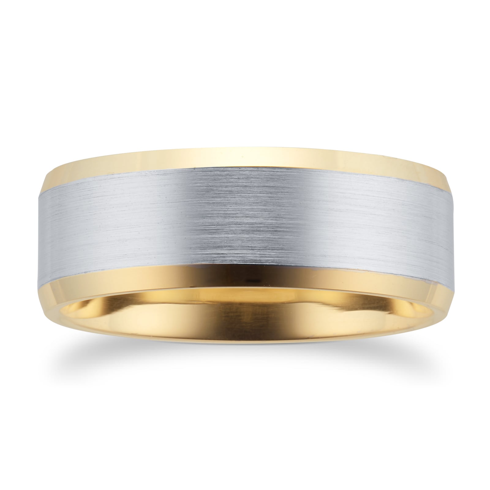 Mappin & Webb 18ct Bi-colour Gold 6mm Bevelled Edge Wedding Ring