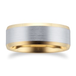 08060768 - 18ct Bi-colour Gold 6mm Bevelled Edge Wedding Ring