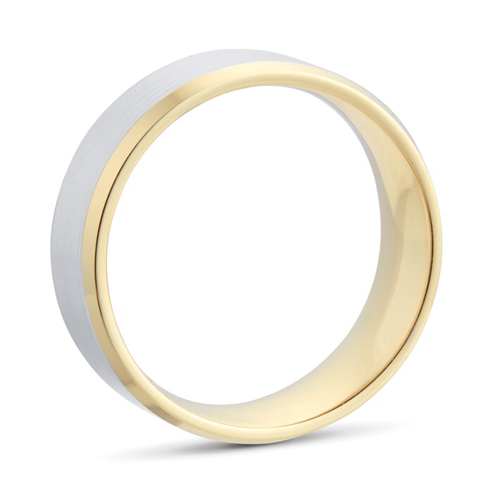 Mappin & Webb 18ct Bi-colour Gold 6mm Bevelled Edge Wedding Ring - Ring Size P