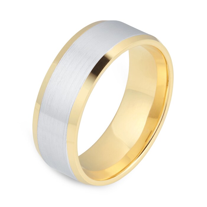 Mappin & Webb 18ct Bi-colour Gold 6mm Bevelled Edge Wedding Ring