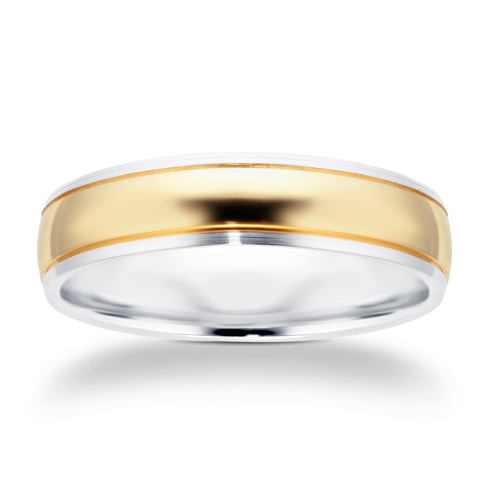 Platinum & 18ct Gold 6mm Polished Wedding Ring - Ring Size U