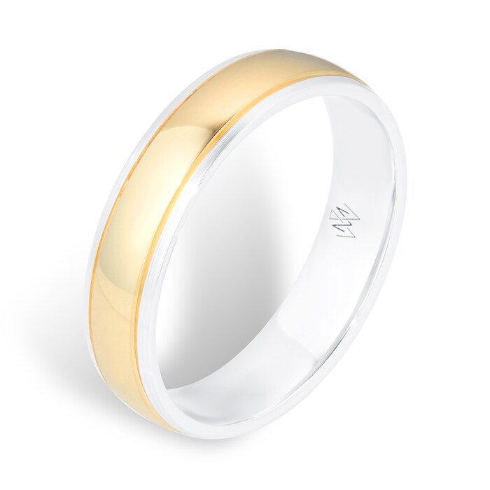 Mappin & Webb Platinum & 18ct Gold 6mm Polished Wedding Ring