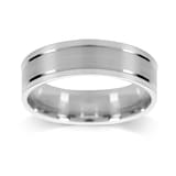 Mappin & Webb 18ct White Gold 6mm Flat Top With Polished Edge Wedding Ring
