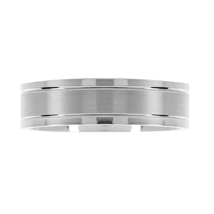 Mappin & Webb 18ct White Gold 6mm Flat Top With Polished Edge Wedding Ring