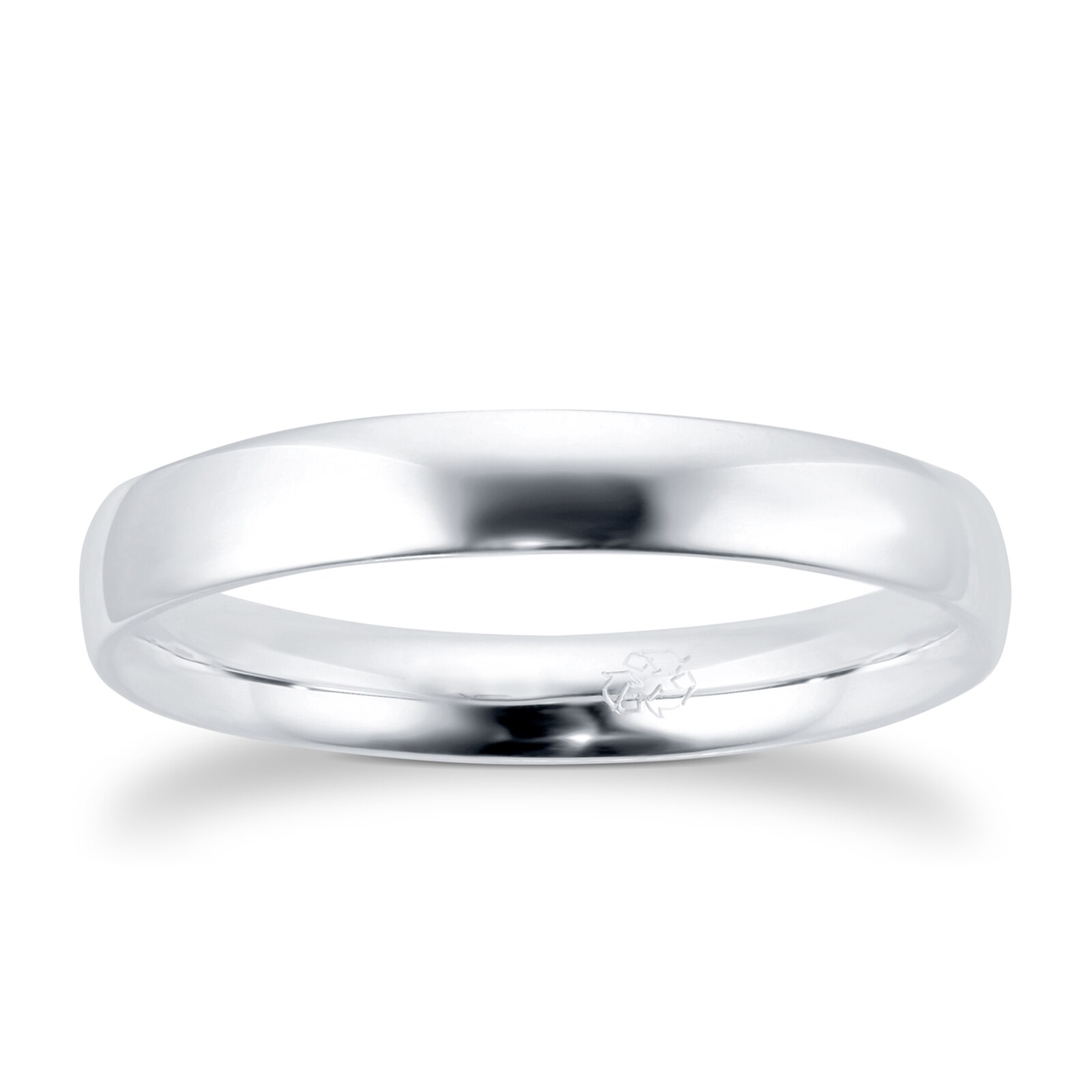 Goldsmiths Recycled 18ct White Gold 3mm Court Wedding Band