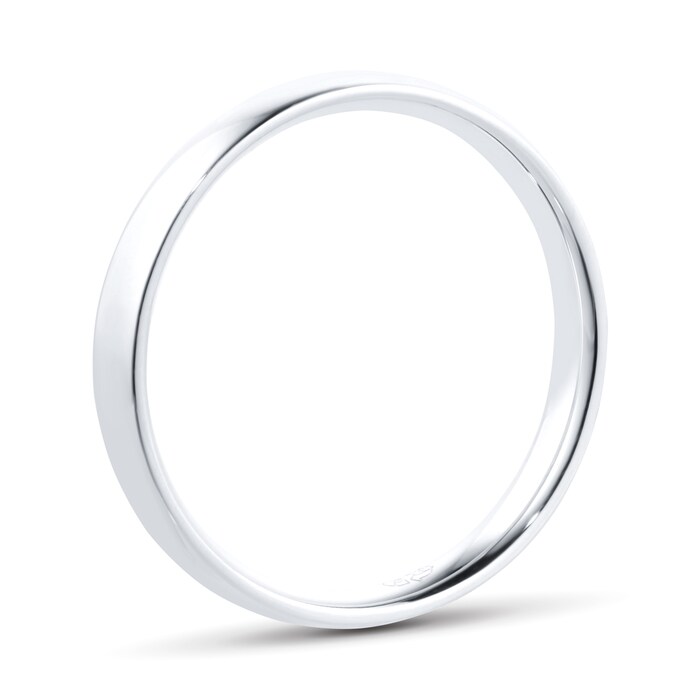 Goldsmiths Recycled 18ct White Gold 3mm Court Wedding Band