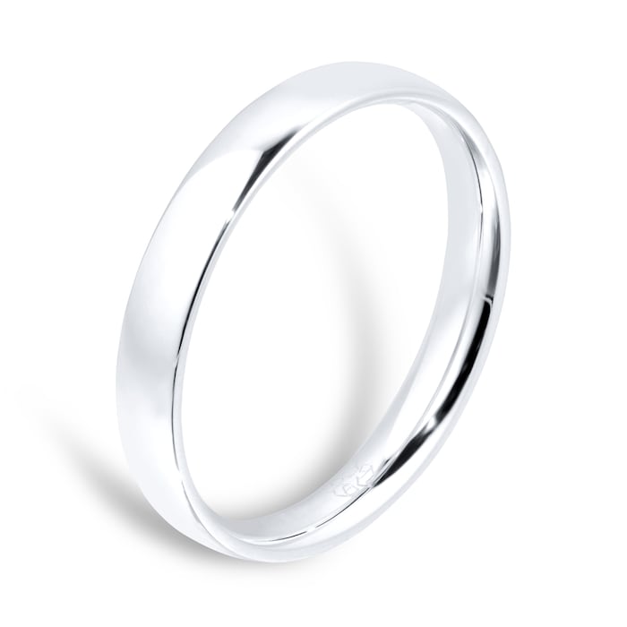 Goldsmiths Recycled 18ct White Gold 3mm Court Wedding Band - Ring Size I.5