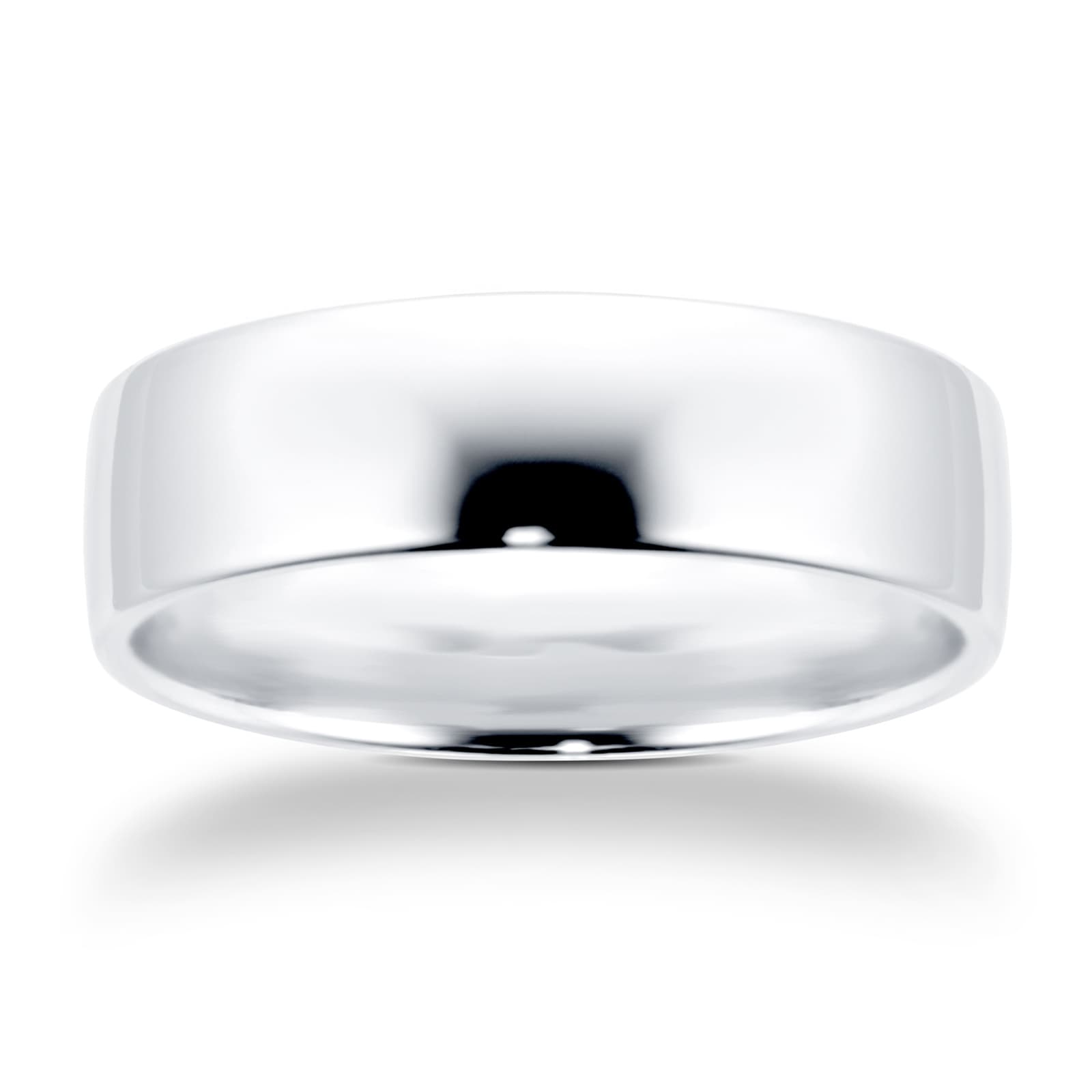 Recycled 18ct White Gold 5mm Court Wedding Band - Ring Size Q