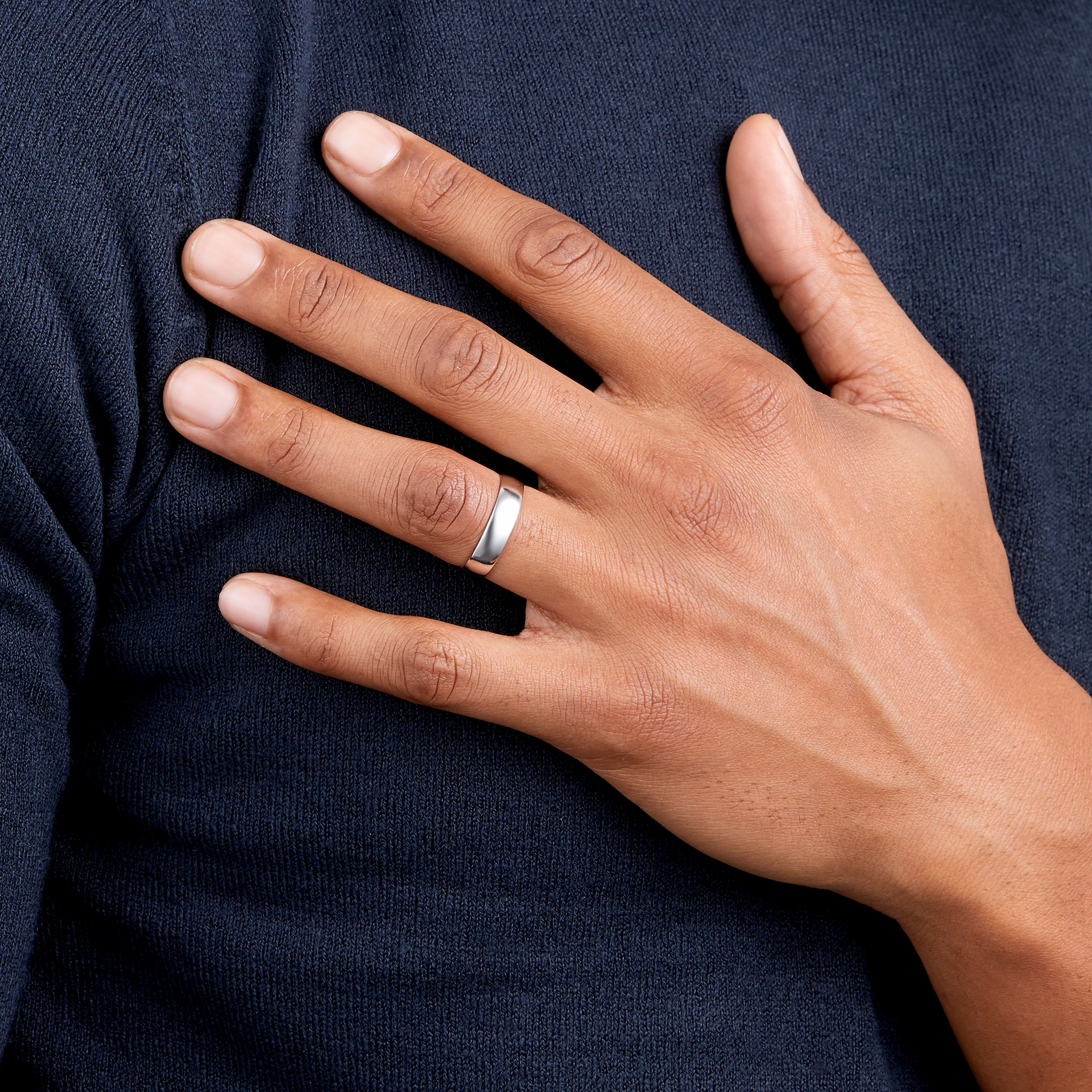 Goldsmiths Recycled 18ct White Gold 5mm Court Wedding Band