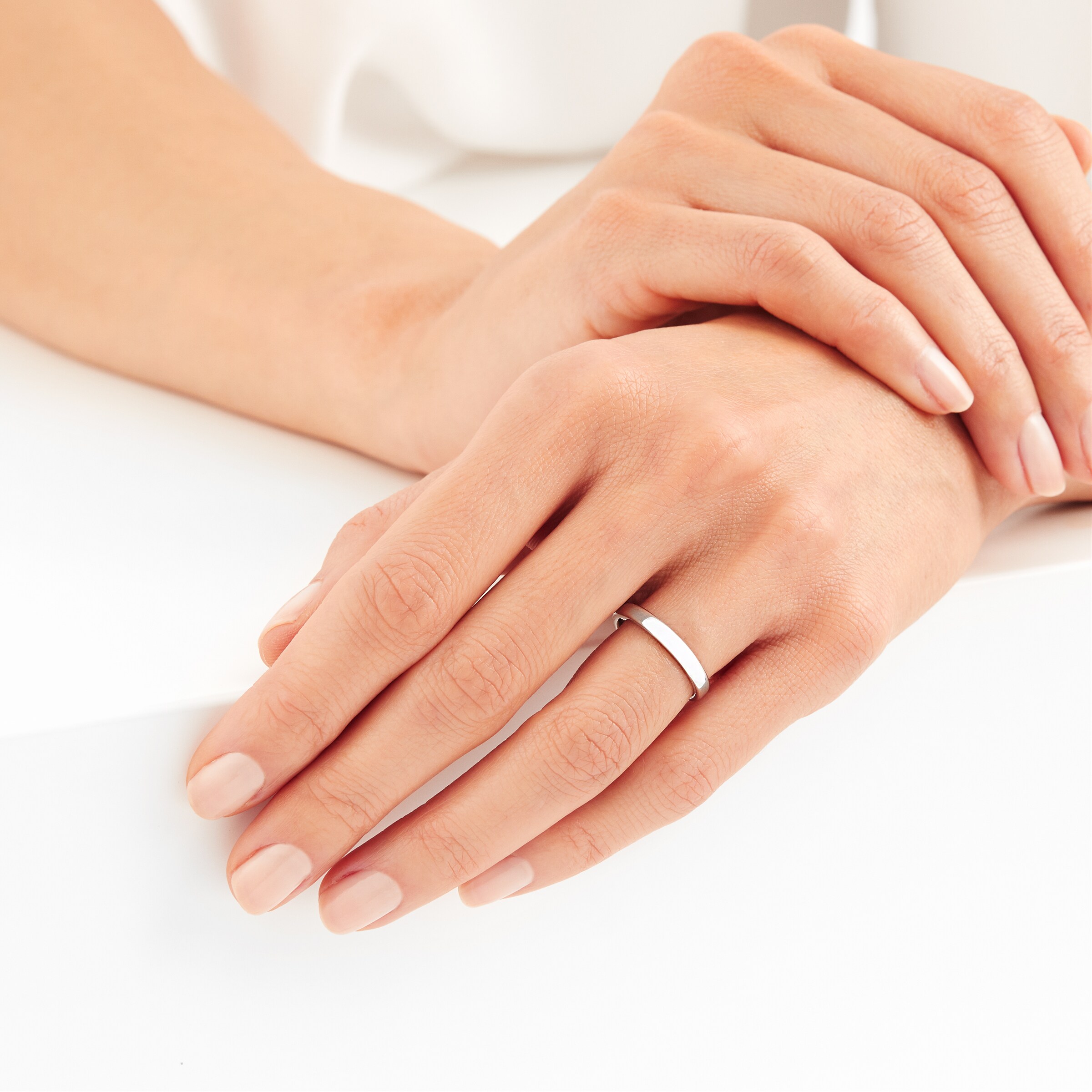 Goldsmiths 18ct White Gold 3mm Modern Court Wedding Ring - Ring Size N