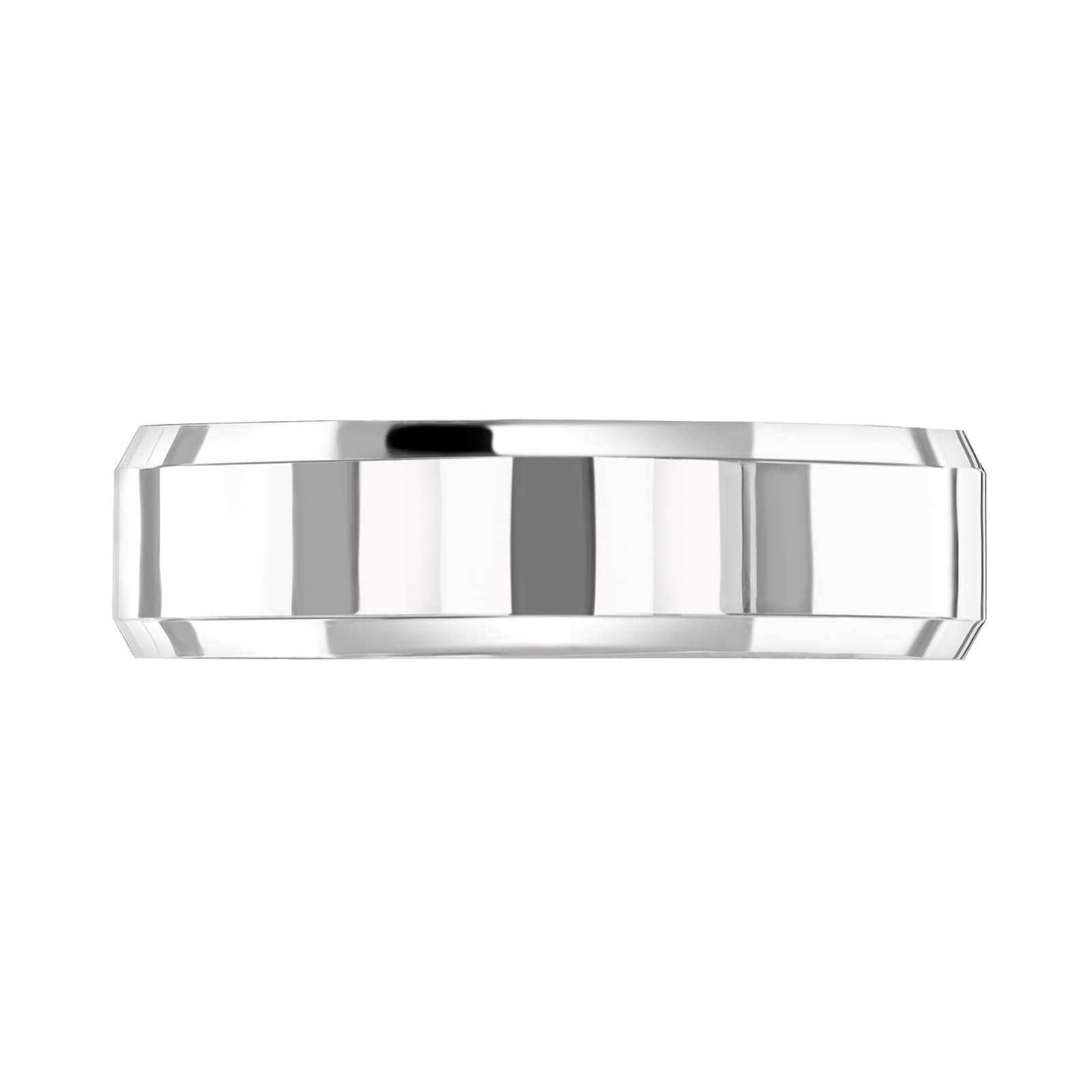 Mappin & Webb 18ct White Gold 6mm Flat Top Bevelled Edge Wedding Ring