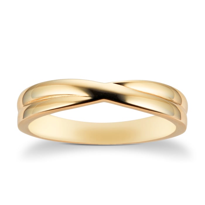 Goldsmiths 9ct Yellow Gold 3.6mm Crossover Wedding Ring - Ring Size K