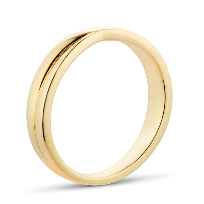 Goldsmiths 9ct Yellow Gold 3.6mm Crossover Wedding Ring - Ring Size P