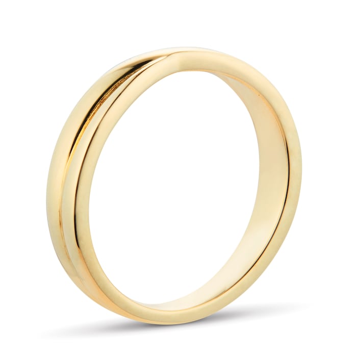 Goldsmiths 9ct Yellow Gold 3.6mm Crossover Wedding Ring - Ring Size N