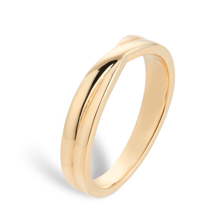 Goldsmiths 9ct Yellow Gold 3.6mm Crossover Wedding Ring - Ring Size P