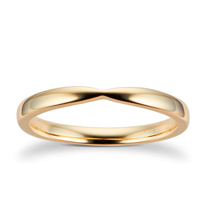 Goldsmiths 9ct Yellow Gold 2.5mm Pinched Wedding Ring - Ring Size M