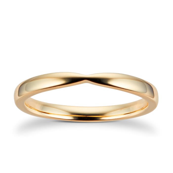 Goldsmiths 9ct Yellow Gold 2.5mm Pinched Wedding Ring