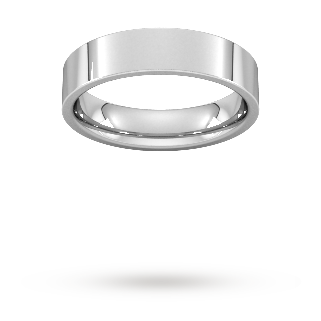 Goldsmiths 5mm Flat Court Heavy Wedding Ring In 9 Carat White Gold