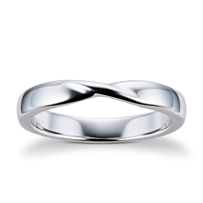 Goldsmiths 9ct White Gold Pinched Wedding Ring - Ring Size J