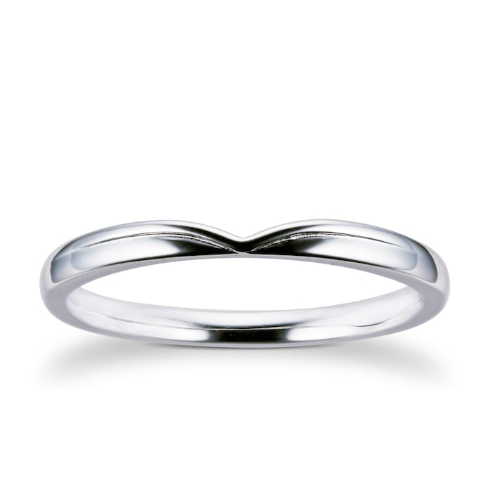 Goldsmiths 9ct White Gold 2mm Dipped Wedding Ring - Ring Size L