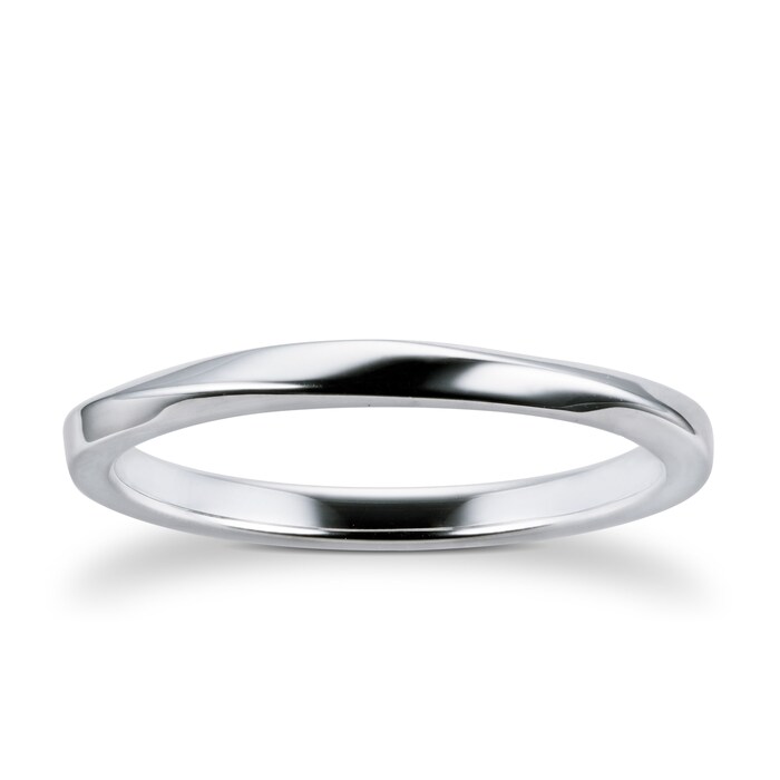 Goldsmiths 9ct White Gold 2mm Twist Wedding Ring - Ring Size L