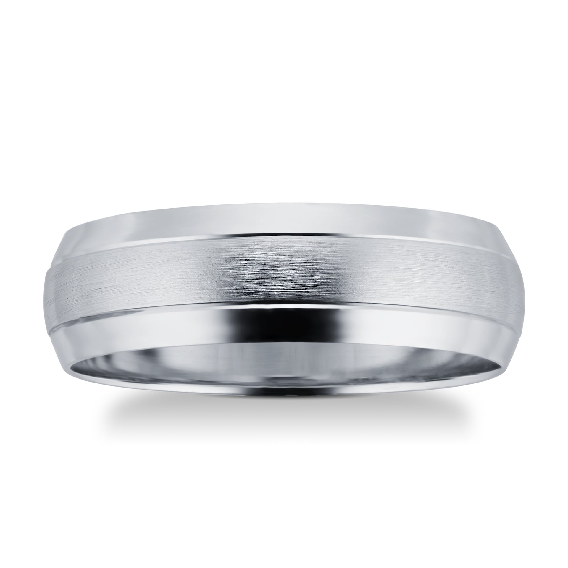 Goldsmiths 6mm Gents D Shaped Wedding Band In 9 Carat White Gold Goldsmiths 6mm Gents D Shaped Wedding Band In 9 Carat White Gold