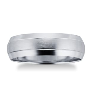 Goldsmiths 6mm Gents D Shaped Wedding Band In 9 Carat White Gold