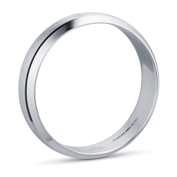 Goldsmiths 6mm Gents D Shaped Wedding Band In 9 Carat White Gold - Ring Size P