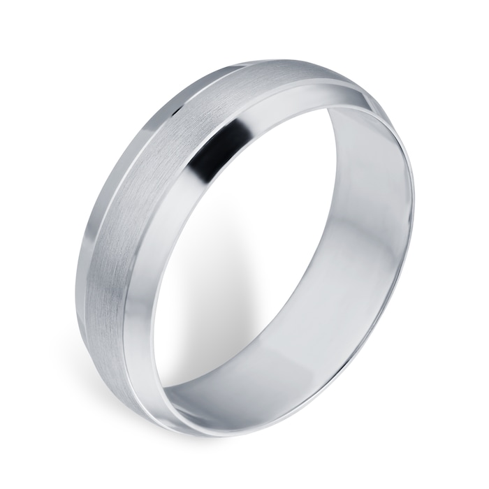Goldsmiths 6mm Gents D Shaped Wedding Band In 9 Carat White Gold
