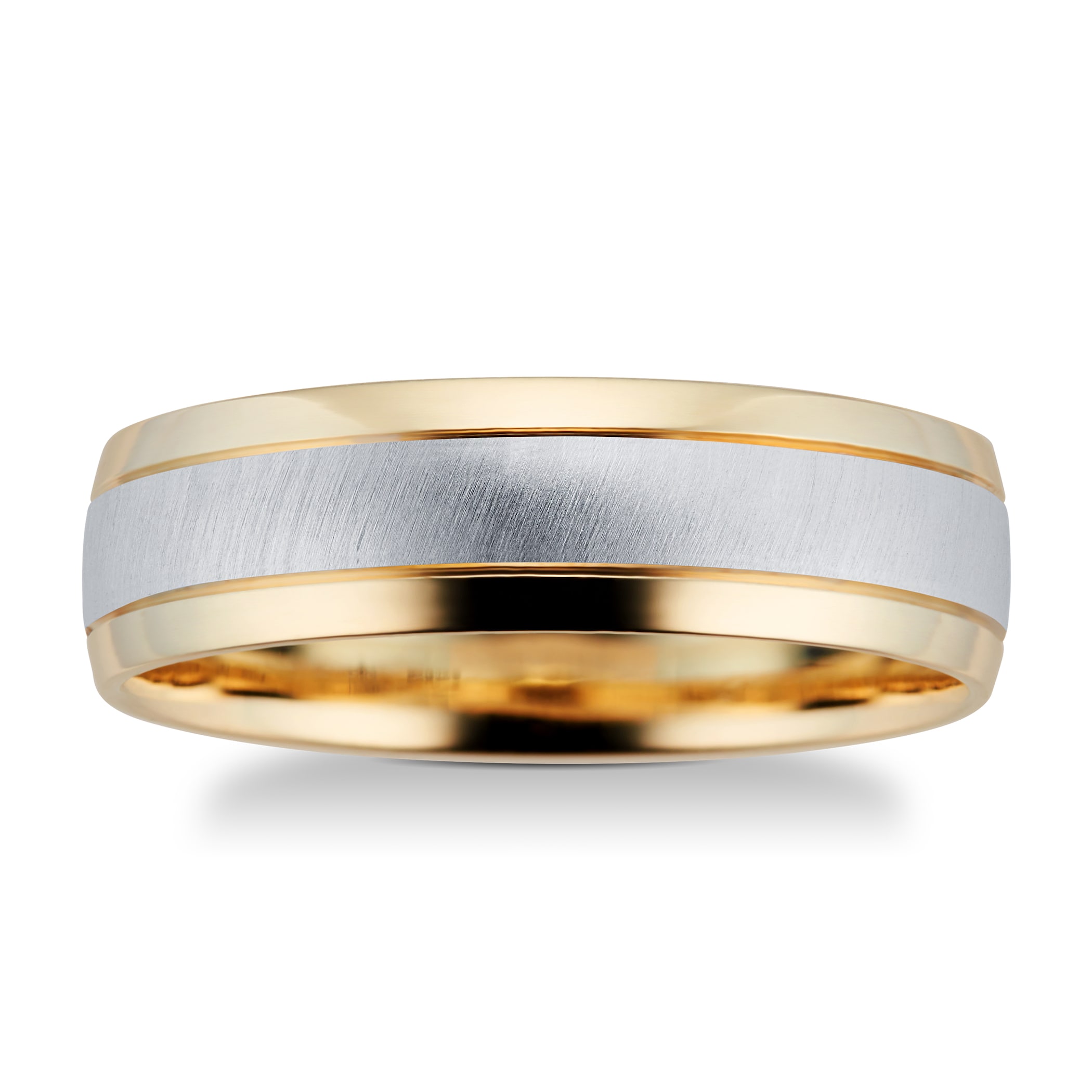 Goldsmiths Gents 9ct Gold Two Tone 6mm Fancy Court Wedding Band Goldsmiths Gents 9ct Gold Two Tone 6mm Fancy Court Wedding Band