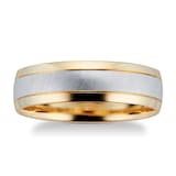 Goldsmiths Gents 9ct Gold Two Tone 6mm Fancy Court Wedding Band