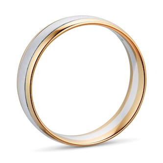 Goldsmiths Gents 9ct Gold Two Tone 6mm Fancy Court Wedding Band Goldsmiths Gents 9ct Gold Two Tone 6mm Fancy Court Wedding Band