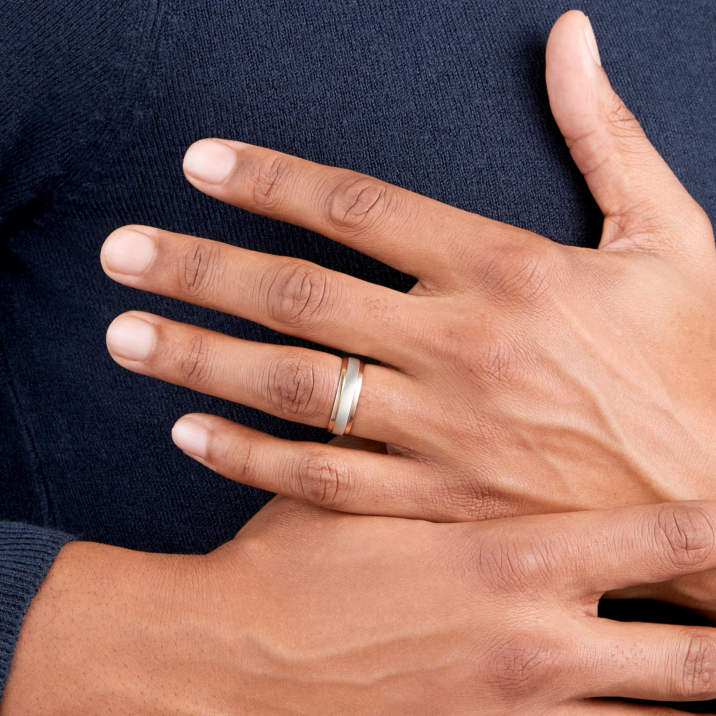 White gold ring with rose gold hot sale band