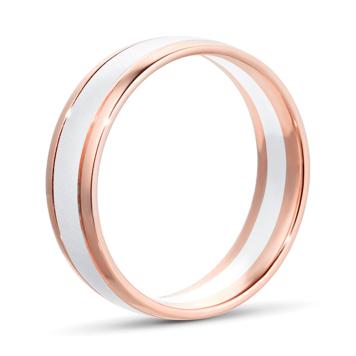 Goldsmiths 9ct White Gold & Rose Gold Two Tone Wedding Ring - Ring Size P